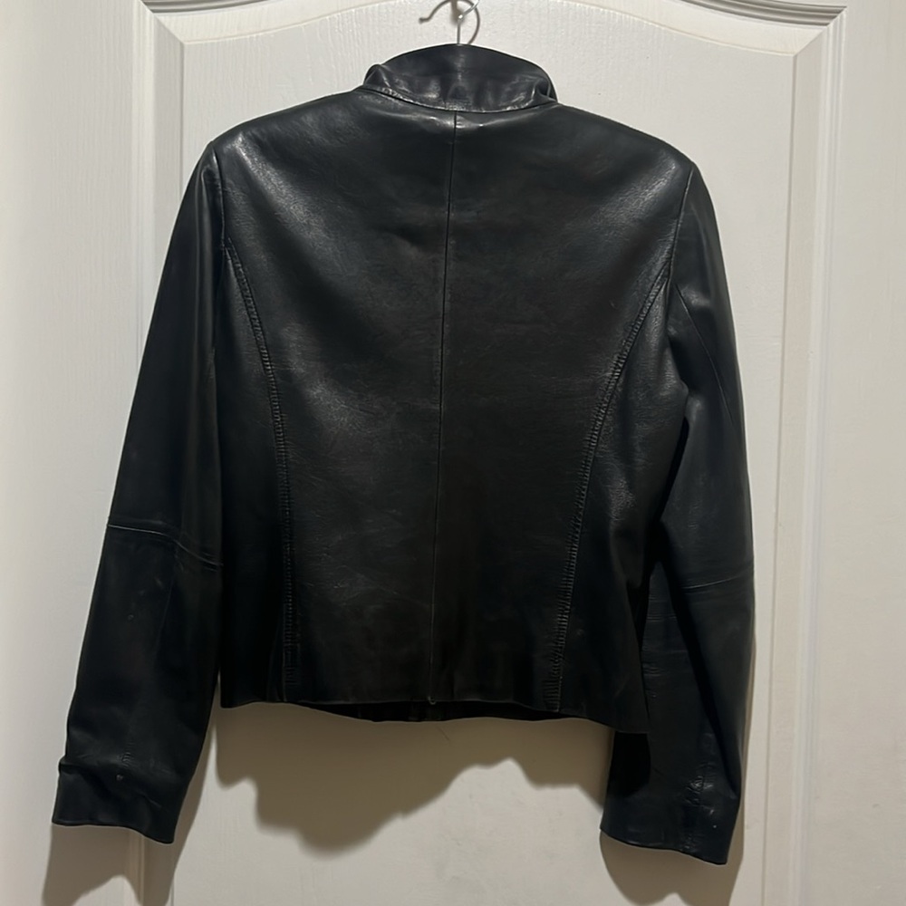 VTG Black Motto Leather Jacket - Picture 4 of 12